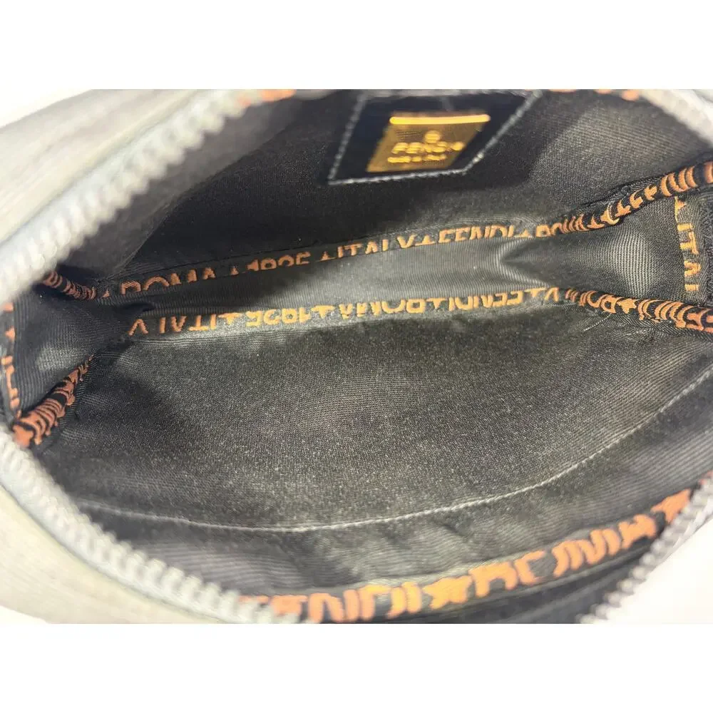 Fendi Vintage Logo Nylon Camera Bag Black Brown Crossbody Gold Hardware 90s
